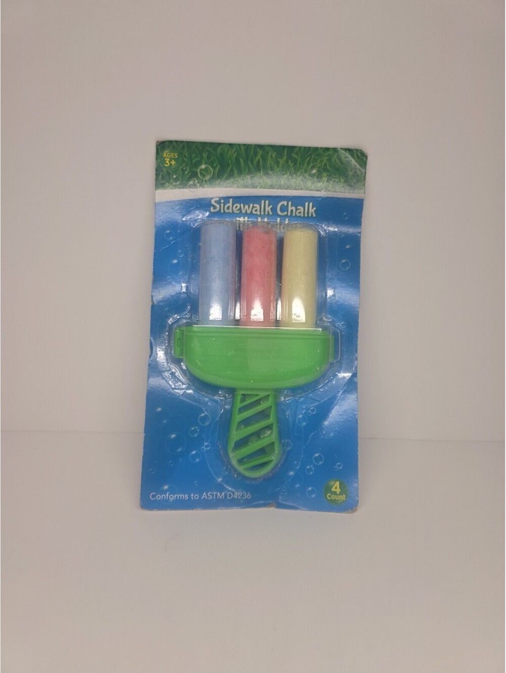 Sidewalk Chalk With Holder Three Colors: Red Blue Yellow Plus Holder; Nontoxic.